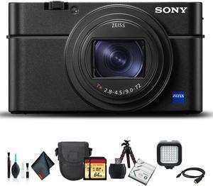 Sony Cyber-shot DSC-RX100 VI Camera DSCRX100M6/B With Soft Bag, Tripod, 2x Extra Batteries, LED Light, 2x 64GB Memory Card, Card Reader , Plus Essential Accessories