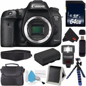 Canon Eos 7D Mark II (International Model) 9128B002 + 64GB SDXC Class 10 Memory Card + LP-E6 Replacement Lithium Ion Battery + Deluxe Cleaning Kit + Carrying Case + MicroFiber Cloth Bundle