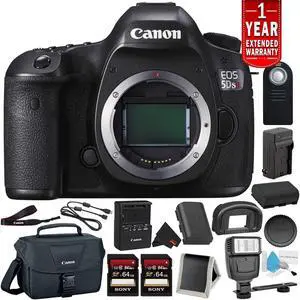 Canon EOS 5DS R Digital SLR Camera 0582C002 (Body Only) - Bundle with 32GB Memory Card + Spare Battery + Digital Slave Flash with 1 Year Extended Warranty