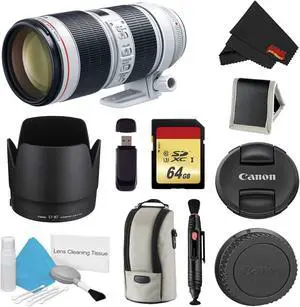 Canon EF 70-200mm f/2.8L is III USM Lens Bundle w/ 64GB Memory Card + Accessories (International Model)