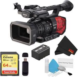 Panasonic AG-DVX200 4K Camcorder Basic Kit with 64GB Memory Card + USB Memory Card Reader + 5 Piece Cleaning Kit + Microfiber cloth