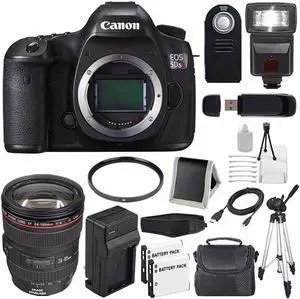 Canon EOS 5DS R DSLR Camera (International Model ) 0582C002 + Canon EF 24-105mm f/4L IS USM Lens + LP-E6 Battery + External Rapid Charger Bundle