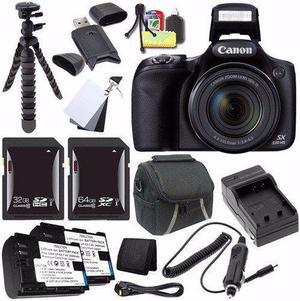 Canon PowerShot SX530 HS Digital Camera (Black) (International Model No Warranty) + NB-6L Battery + External Charger + 32GB SDHC Card + 64GB SDXC Card Saver Bundle