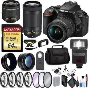 Nikon D5600 DSLR Camera with 18-55mm Lens and Nikon 70-300mm Lens, Wide Angle, Telephoto Lenses, Filters, Flash Bundle