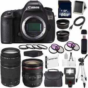 Canon EOS 5DS DSLR Camera (International Model) 0581C002 + Canon EF 24-70mm f/4L IS USM Lens + EF 75-300 III Bundle