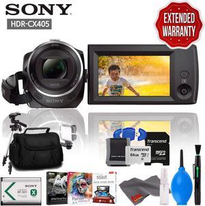 Sony HDR-CX405 HD Handycam with Memory Card Kit, Carrying Case, Tripod, LED Light, Editing Software, Cleaning Kit and Extended Warranty