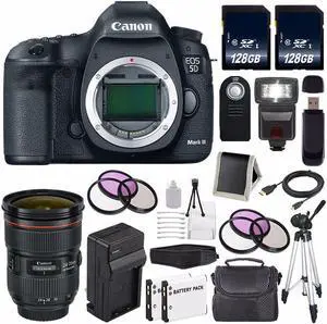 Canon EOD 5D III Digital Camera International Model + Canon EF 24-70mm f/2.8L II USM Lens + 128GB Card Bundle