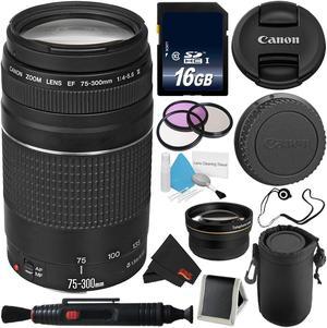 Canon EF 75-300mm f/4-5.6 III Telephoto Zoom Lens 6473A003 + Lens Pen Cleaner + Deluxe Lens Pouch + 58mm 3 Piece Filter Kit + Memory Card Wallet + MicroFiber Cloth Bundle