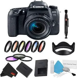 Canon EOS 77D DSLR Camera with 18-55mm Lens Bundle w/ 9 Piece Filter Kit (Intl Model)