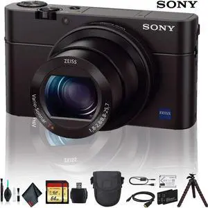 Sony Cyber-shot DSC-RX100 IV Camera DSCRX100M4/B With Soft Bag, Tripod, 2x Extra Batteries, LED Light, 2x 64GB Memory Card, Card Reader , Plus Essential Accessories