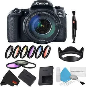 Canon EOS 77D DSLR Camera with 18-135mm Lens Bundle w/ 9 Piece Filter Kit (Intl Model)