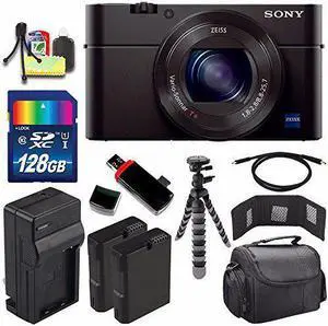 Sony Cyber-shot DSC-RX100M3 Digital Camera + Extra battery + Charger + 128GB Bundle 9 - International Version (No Warranty)