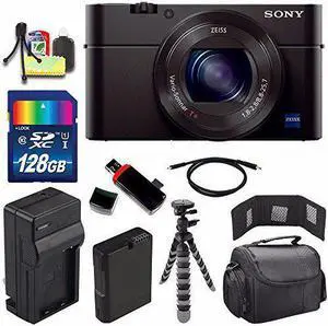 Sony Cyber-shot DSC-RX100M3 Digital Camera + Extra battery + Charger + 128GB Bundle 7 - International Version (No Warranty)