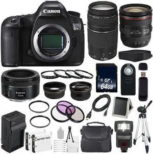 Canon EOS 5DS R DSLR Camera (International Model) 0582C002 + EF 24-70mm f/4L IS USM Lens + EF 75-300 III Bundle