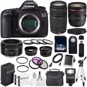 Canon EOS 5DS DSLR Camera (International Model) 0581C002 + Canon EF 24-70mm f/4L IS Lens + EF 75-300 III Bundle
