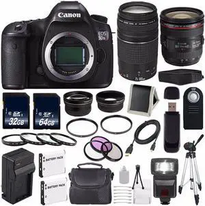 Canon EOS 5DS R DSLR Camera (International Model) 0582C002 + EF 24-70mm f/4L IS USM Lens + Canon EF 75-300 Bundle