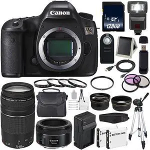Canon EOS 5DS DSLR Camera (International Model) (0581C002) + EF 75-300 III+ EF 50mm f/1.8 STM Lens Bundle