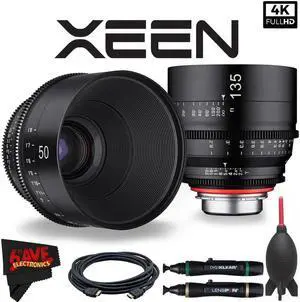 Rokinon Xeen 50mm T1.5 Lens for PL Mount + Rokinon Xeen 135mm T2.2 Lens with PL Mount + Deluxe Cleaning Kit + High Quality Dust Blower + HDMI Cable + Lens Pen Cleaner + MicroFiber Cloth Bundle