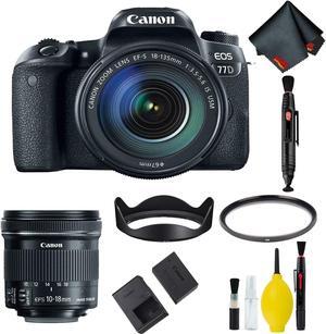 Canon EOS 77D DSLR Camera with 18-135mm USM Lens Basic Kit w/ Bonus 10-18mm Lens