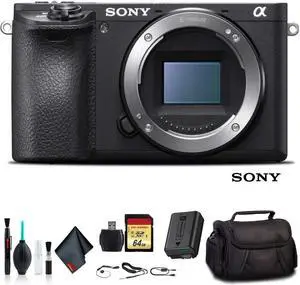 Sony Alpha a6500 Mirrorless Camera ILCE6500/B With Soft Bag, 64GB Memory Card, Card Reader , Plus Essential Accessories