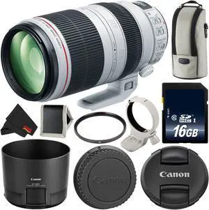 Canon EF 100-400mm f/4.5-5.6L IS II USM Lens International Version + 16GB SDHC Class 10 Memory Card + 77mm UV Filter + Memory Card Wallet + MicroFiber Cloth Bundle