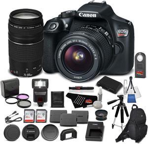 Canon EOS Rebel T6 Digital SLR Camera Bundle with EF-S 18-55mm f/3.5-5.6 IS II Lens + EF 75-300mm f/4-5.6 III Telephoto Zoom Lens + More