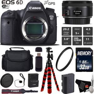 Canon EOS 6D DSLR Camera with 50mm f/1.8 STM Lens + Wrist Strap + Wireless Remote + UV Protection Filter + Case + Tripod + Card Reader - Intl Model