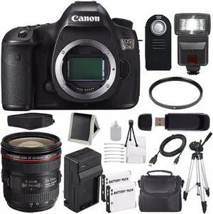 Canon EOS 5DS DSLR Camera (International Model) 0581C002 + Canon EF 24-70mm f/4L IS USM Lens + LP-E6 Battery Bundle