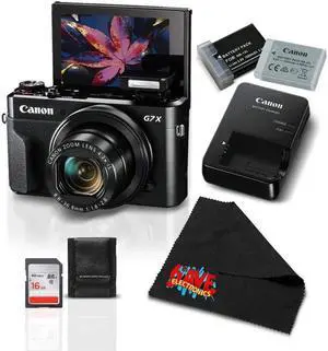 Canon PowerShot G7 X Mark II Digital Camera 1066C001 (International Model) + NB-13L Replacement Lithium Ion Battery + 16GB SDHC Class 10 Memory Card + Carrying Case + Deluxe Cleaning Kit Bundle