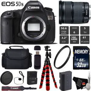 Canon EOS 5DS DSLR Camera With 24-105mm IS STM Lens + Wireless Remote + UV Protection Filter + Case + 32GB Memory Card + Tripod + Card Reader Bundle - Intl Model
