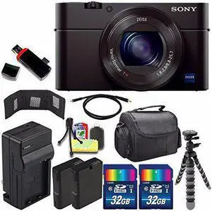 Sony Cyber-shot DSC-RX100M3 Digital Camera + Extra battery + Charger + 32GB Bundle 6 - International Version (No Warranty)