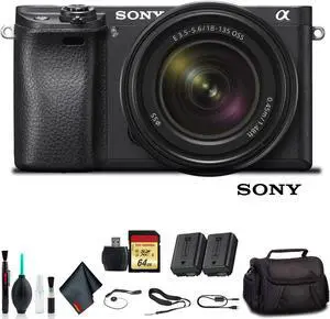 Sony Alpha a6500 Mirrorless Camera with 18-135mm Lens ILCE-6500M/B With Soft Bag, Additional Battery, 64GB Memory Card, Card Reader , Plus Essential Accessories