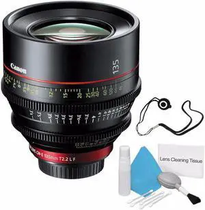 Canon CN-E 135mm T2.2 L F Cinema Prime Lens (EF Mount) (International Model ) + Deluxe Cleaning Kit + Lens Cap Keeper 6AVE Bundle 2
