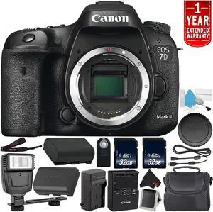 Canon EOS 7D Mark II Digital SLR Camera 9128B002 (Body Only) Intl Model - Bundle with 32GB Memory Card + 1 Year Seller Warranty + Spare Battery + Wireless Remote + More