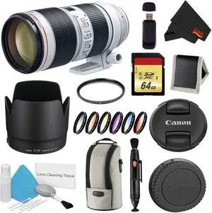 Canon EF 70-200mm f/2.8L is III USM Lens Bundle w/ 64GB Memory Card + Accessories, UV Filter, and Color Multicoated 6 Piece Filter Kit (International Model)