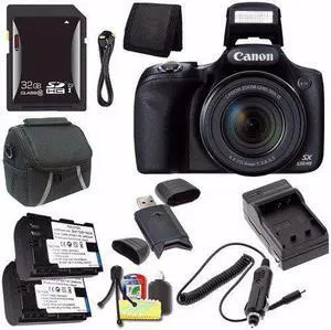 Canon PowerShot SX530 HS Digital Camera (Black) (International Model No Warranty) + NB-6L Battery + External Charger + 32GB SDHC Card + Case + Mini HDMI Cable + Card Reader Saver Bundle