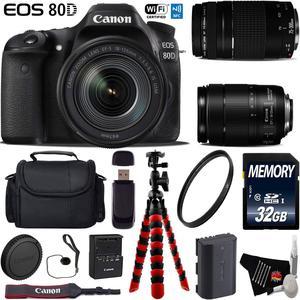 Canon EOS 80D DSLR Camera with 18135mm is STM Lens  75300mm III Lens  UV Protection Filter  Flexible Tripod  Professional Case  Card Reader  Intl Model