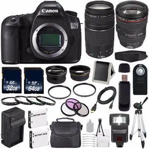 Canon EOS 5DS R DSLR Camera (International Model) 0582C002 + Canon EF 24-105mm f/4L is USM Lens + Canon EF 75-300 III+ LP-E6 Replacement Battery + Charger + 64GB SDXC Card Bundle