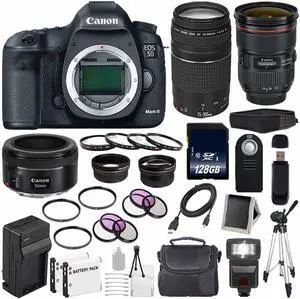 Canon EOD 5D III Digital Camera International Model + EF 75-300 III+ EF 50mm f/1.8 STM Lens Bundle