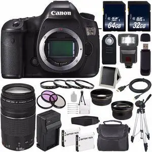 Canon EOS 5DS DSLR Camera (International Model) (0581C002) + Canon EF 75-300 III + 64GB SDXC Card Bundle