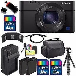 Sony Cyber-shot DSC-RX100M4 IV Digital Camera + Extra battery + Charger + 96GB Bundle 5 - International Version (No Warranty)
