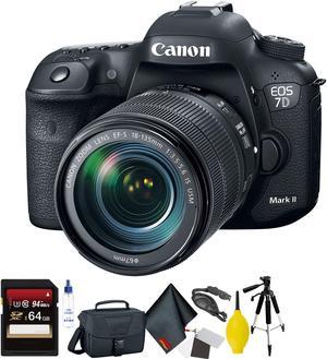 Canon EOS 7D Mark II DSLR Camera with 18-135mm f/3.5-5.6 IS USM Lens & W-E1 Wi-Fi Adapter + 64GB Memory Card + Mega Accessory Kit + 2 Year Accidental Warranty