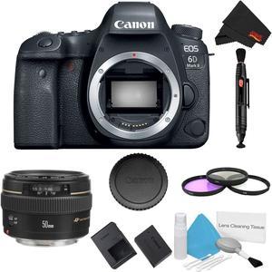 Canon EOS 6D Mark II DSLR Camera (Body Only) 3 Piece Filter Bundle + Canon EF 50mm f/1.4 USM Lens - Intl Model