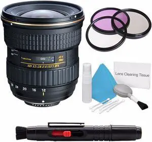 Tokina 12-28mm f/4.0 AT-X Pro APS-C Lens for Canon (International Model) +Deluxe Cleaning Kit + Lens Cleaning Pen + 77mm UV Filter Bundle 3