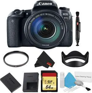 Canon EOS 77D DSLR Camera with 18-135mm Lens Bundle w/ Memory Kit (Intl Model)