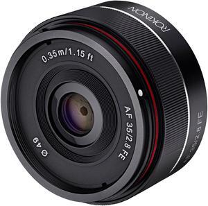 Rokinon 35mm f/2.8 (IO35AF-E) Ultra Compact Wide Angle Lens for Sony E Mount, Black