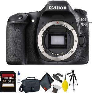 Canon EOS 80D DSLR Camera (Body Only) + 64GB Memory Card + Mega Accessory Kit + 2 Year Accidental Warranty