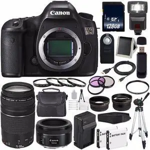 Canon EOS 5DS DSLR Camera (International Model) 0581C002 + Canon EF 75-300 III+ EF 50mm f/1.8 STM Lens Bundle