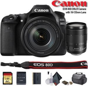Canon EOS 80D DSLR Camera with 18-135mm Lens (1263C006) - Starter Bundle
