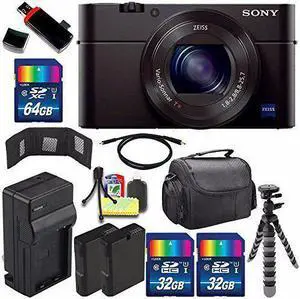 Sony Cyber-shot DSC-RX100M3 Digital Camera + Extra battery + Charger + 96GB Bundle 5 - International Version (No Warranty)